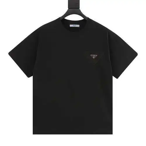 PRD/Prada 24ss metal triangle logo and patch embroidered short-sleeved T-shirt