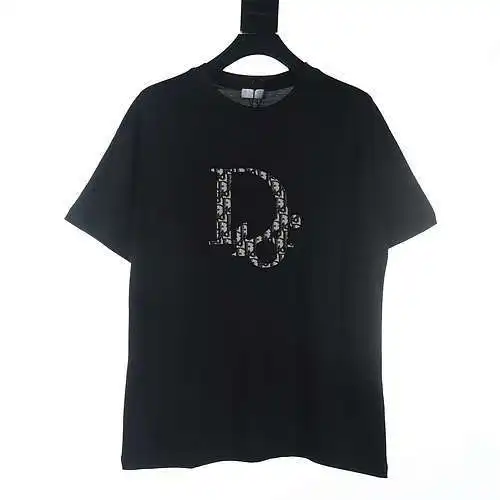 Dior CD old flower patch embroidered short-sleeved T-shirt