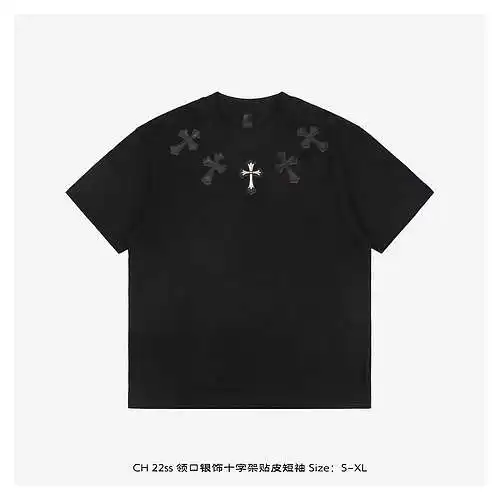CH 22ss collar silver cross leather short sleeves