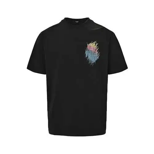 FD/Fendi Double F colorful painted line printed short sleeves