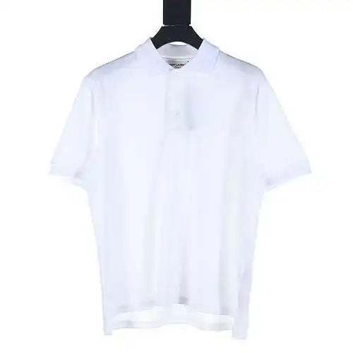 SLP Yves Saint Laurent new piqué cotton blend embroidered short-sleeved polo shirt