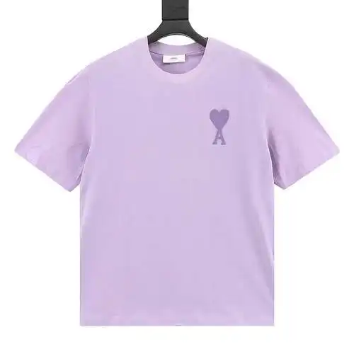 A*mi big heart letter embroidered short sleeves