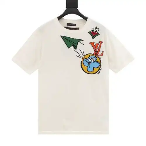 1V aircraft jacquard crew neck knitted short sleeves