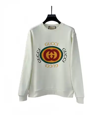 GC/Gucci three-dimensional suede double G mirrored round neck sweatshirt