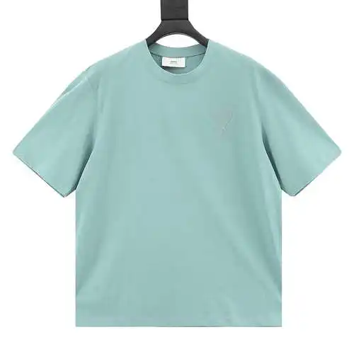 Ami big heart letter embroidered short sleeves
