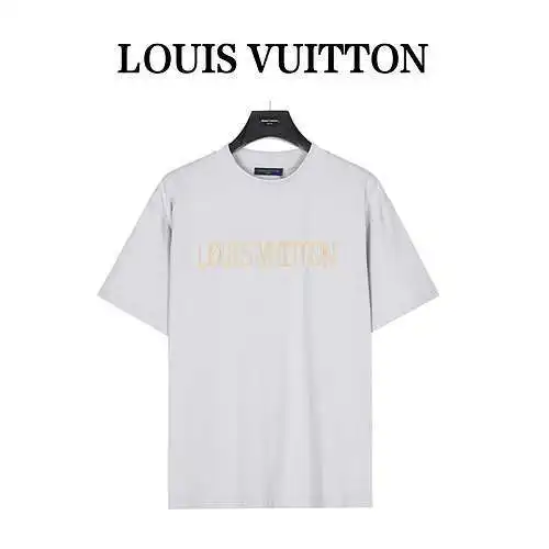LV/Louis Vuitton three-dimensional logo letter toothbrush embroidered short-sleeved T-shirt