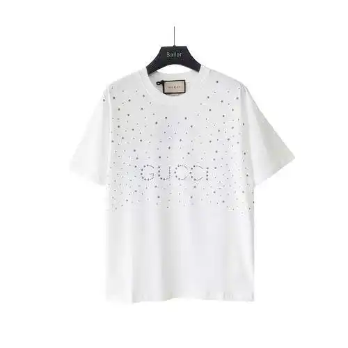 GC/Gucci 24SS snowflake letter hot diamond short-sleeved T-shirt