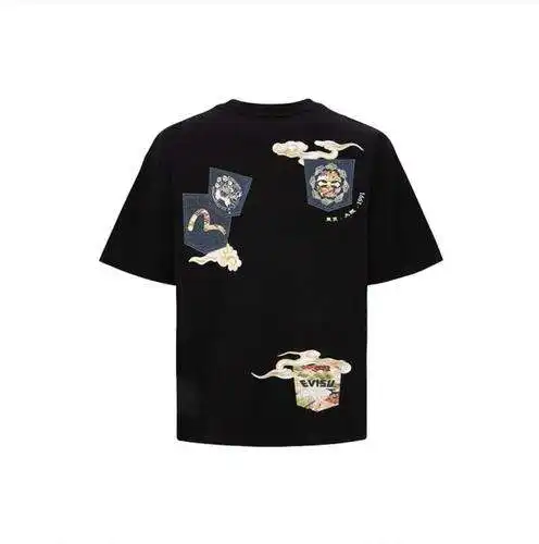 EV*iSU Lucky God Denim Pocket Seagull Print Short Sleeve
