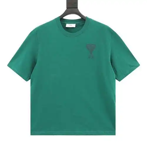A*mi big heart letter embroidered short sleeves