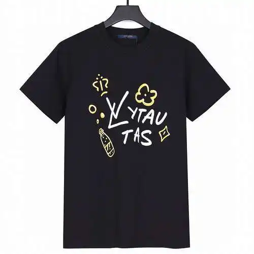 LV Louis Vuitton 24ss new graffiti letter flower short-sleeved T-shirt