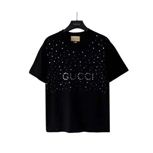 GC/Gucci 24SS snowflake letter hot diamond short-sleeved T-shirt