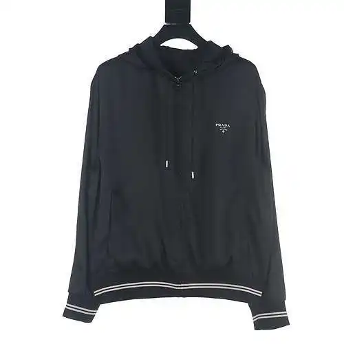 Prada PRD 24SS mulberry silk webbing hem hooded jacket