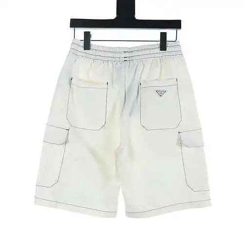 Prada PRD triangle logo contrasting topstitched nylon shorts