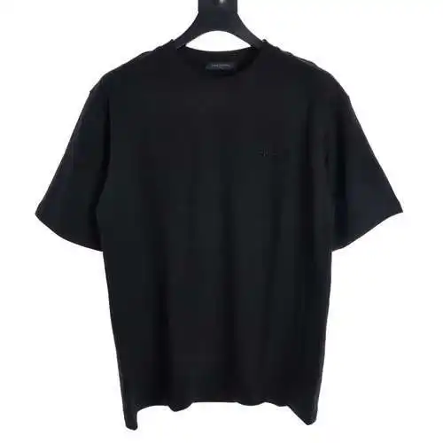 LV heavy industry tailoring large logo old flower patch patchwork short-sleeved T-shirt