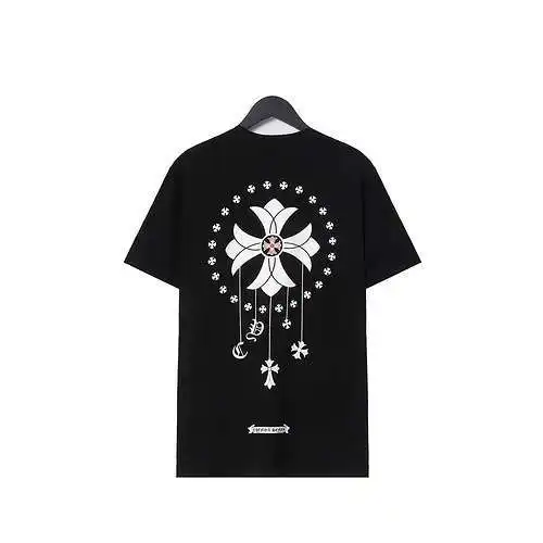 CH Crow Heart Sanskrit Cross Print Short Sleeves