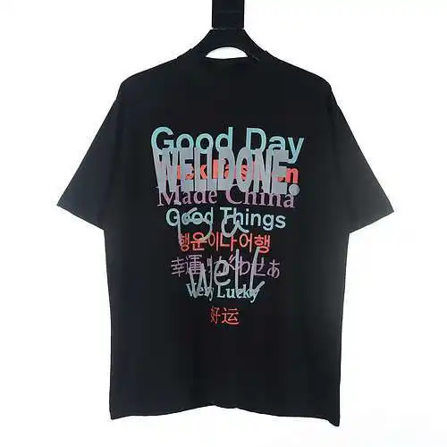 WE11*DONE 24FW multi-language good luck printed short-sleeved T-shirt