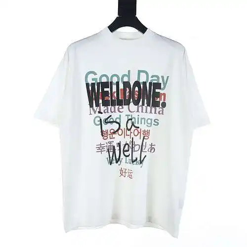 WE11*DONE 24FW multi-language good luck printed short-sleeved T-shirt