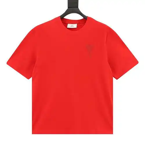 A*mi big heart letter embroidered short sleeves