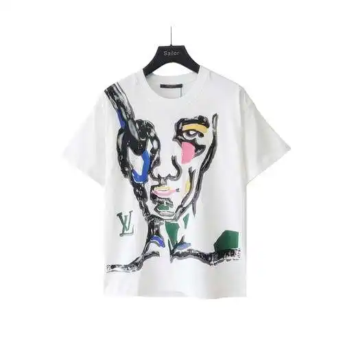 LV/Louis Vuitton hand-painted face logo graffiti short-sleeved T-shirt