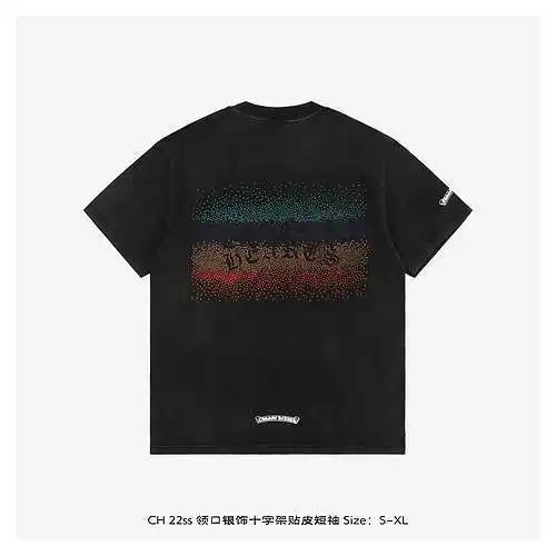CH 23ss Colorful Sanskrit Hot Diamond Washed Distressed Short Sleeves