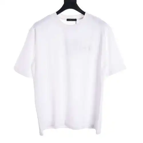 LV heavy industry tailoring large logo old flower patch patchwork short-sleeved T-shirt