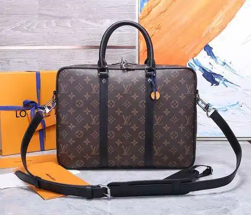 Maletín Bolso de hombre LL Bolso bandolera LL Hecho de cuero original superior importado Versión rép