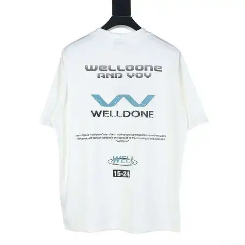 WE11*DONE 24FW Main W blue letter printed short-sleeved T-shirt