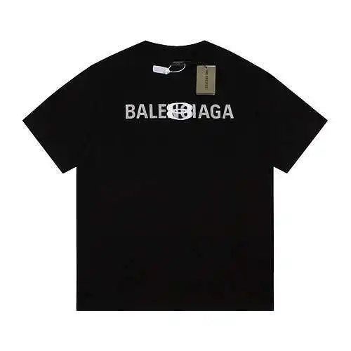 (Top) BLCG Balenciaga double circle letter embroidered short sleeves black