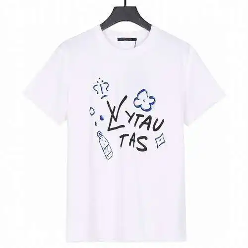 LV Louis Vuitton 24ss new graffiti letter flower short-sleeved T-shirt