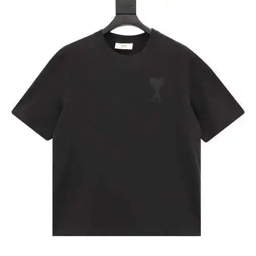 A*mi big heart letter embroidered short sleeves