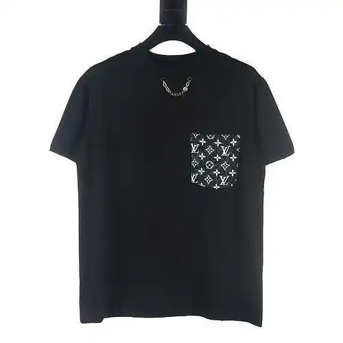 LV denim denim pocket presbyopic short-sleeved T-shirt
