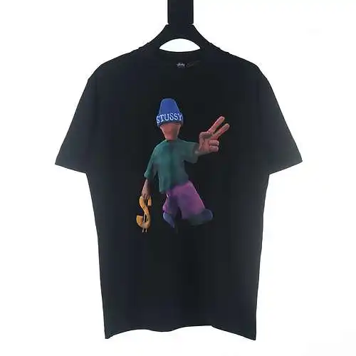 STU*SSY/Stuxi doll printed slogan on the back short-sleeved T-shirt