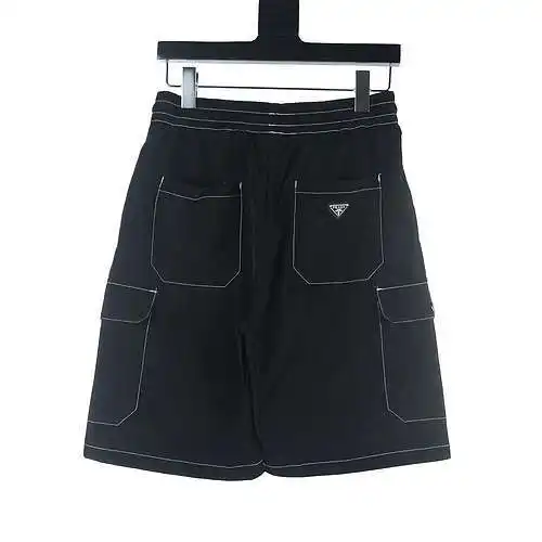 Prada PRD triangle logo contrasting topstitched nylon shorts