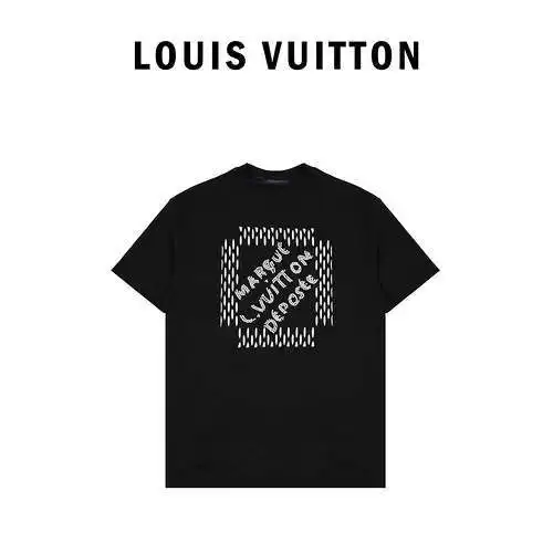 LV Louis Vuitton's new beaded letter embroidery round neck short-sleeved T-shirt