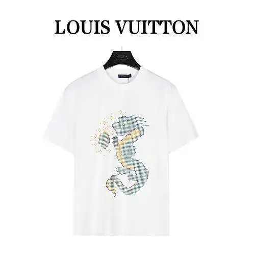 LV Louis Vuitton 24ss mosaic dragon digital direct printing short sleeves