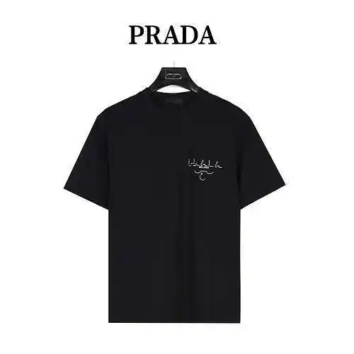 PRD Prada 24ss three-dimensional relief printed short sleeves