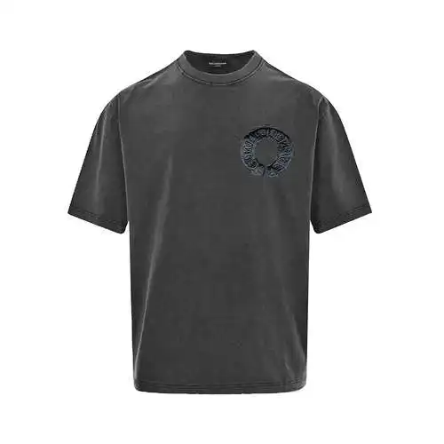 CH/Cro Heart 24FW Washed Distressed Short Sleeves-Black Label