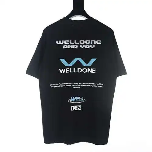 WE11*DONE 24FW Main W blue letter printed short-sleeved T-shirt