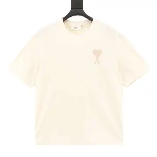 A*mi big heart letter embroidered short sleeves
