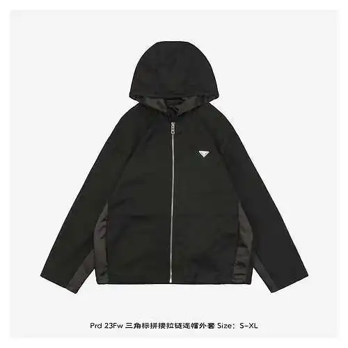 Prd 23Fw Triangle patch zip hooded jacket