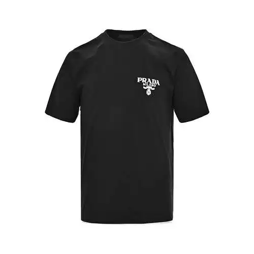 PRD/Prada 24ss short sleeves with toothbrush embroidered letter logo on chest