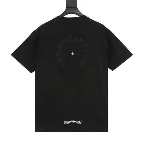 CH embroidered horseshoe Sanskrit short-sleeved T-shirt