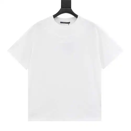 1V 24ss Dark pattern neckline letters and old flower embossed embossed short-sleeved T-shirt