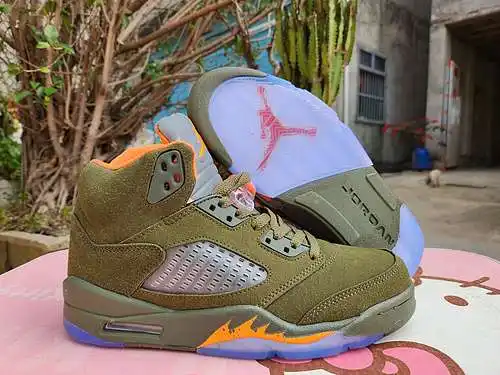 jordan5 oliva verde naranja rojo moneda alta calidad 40--47