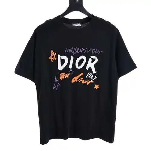 CD hand-painted cursive logo graffiti short-sleeved T-shirt
