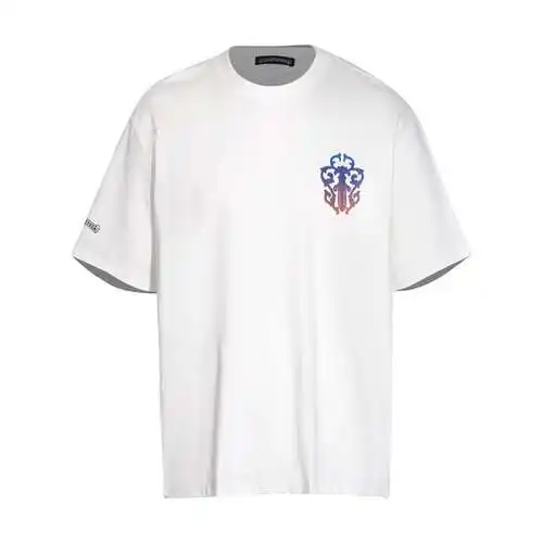 CH Crow Heart Gradient Sword and Horseshoe Print Short Sleeve