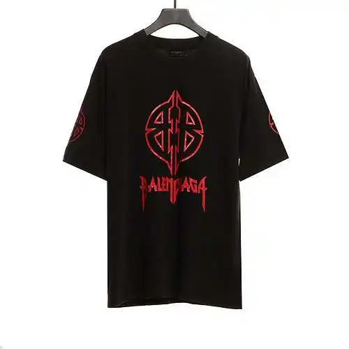 BLCG Balenciaga Distressed Double B Art Cracked Short Sleeves Black