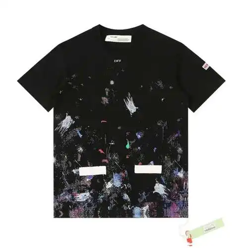 OW Starry Sky Fireworks Splash Ink Short Sleeve T-Shirt