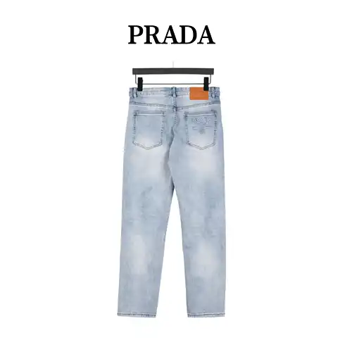 PRD/Prada back pocket classic logo embossed washed jeans