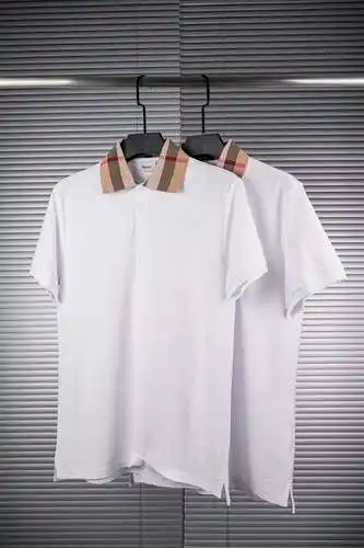 Burberry plaid collar polo shirt white